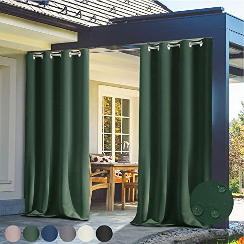 AMMFIT Outdoor Vorhang mit Ösen Wetterfest Extrabreit Sichtschutz Blackout Vorhänge für Garten/Pavillon/Veranda/Balkon, 1 Stück,Grün-254x183cm(BxH)