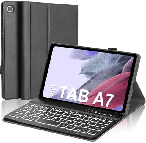 Custodia con Tastiera per Samsung Tab A7 Lite 8.7 2021, Italiano QWERTY Tastiera Retroilluminata Bluetooth Slim Cover con Rimovibile Magnetica per Samsung Galaxy Tab A7 Lite 8.7 Pollici, Nero