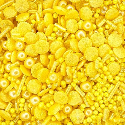 A Pinch Of - Glimmer Yellow Cake Topper Sprinkles - 30g Edible Shimmer Cupcake Decorations - Kids Birthday, Easter & Spring Parties - Colour Medley