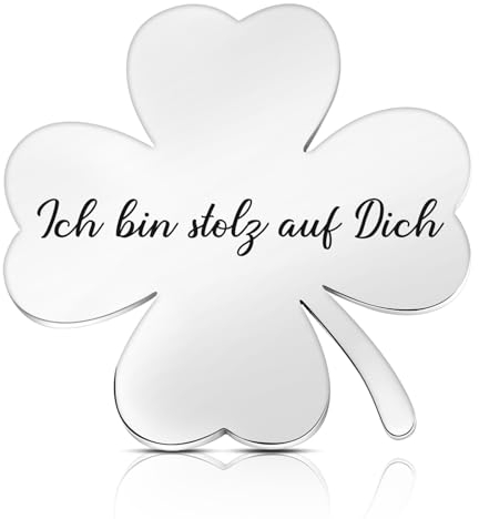 Photect Vierblättriges Kleeblatt Glücksbringer Charms Ich Bin Stolz auf Dich Glücksbringer Kleeblatt Handschmeichler Glücksklee Geschenk für Prüfung Mutmacher Geschenk Kinder Kollegen Freunde