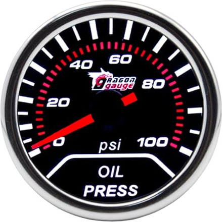 ETOPARS Universelle Auto Öldruckanzeige 2Zoll 52mm Auto Öldruckmesser Messgerät Psi Öldrucktester Zeiger Anzeige Öldruck Weiß Lichtanzeige Instrument Rauchtönung Len