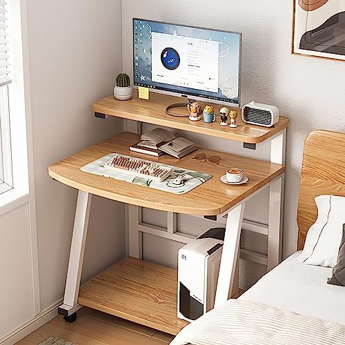 GArcan Rollbarer Computertisch auf Rollen, Arbeitsplatz mit Monitorständer, Tastaturablage, moderner Laptop-Arbeitstisch mit Ablagen für Zuhause und Büro