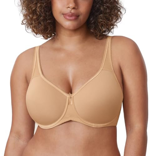 Delimira Women's Support Bra Padded Plus Size Underwired Full Cup T Shirt Seamless Bra Natural 44D