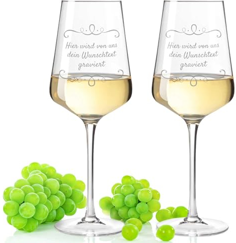 GRAVURZEILE Leonardo Puccini Weinglas mit Gravur - Wunschtext - Personalisiert mit eigenem Text - Persönliches Geschenk zu jedem Anlass - Geschenke für Sie & Ihn - 560 ml - Farbe: Puccini Set