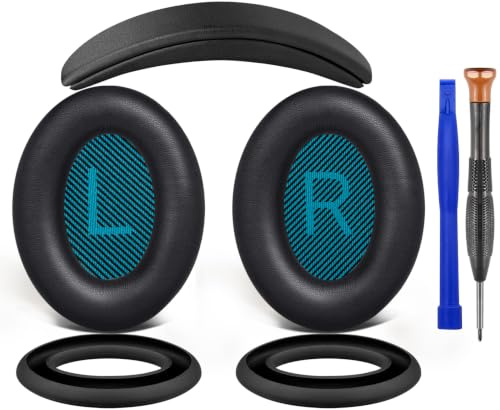 SOULWIT Ersatz Kit für Bose QuietComfort 25(QC25), Ohrpolster + Kopfband Stirnband Headband+ Polster Abdeckung