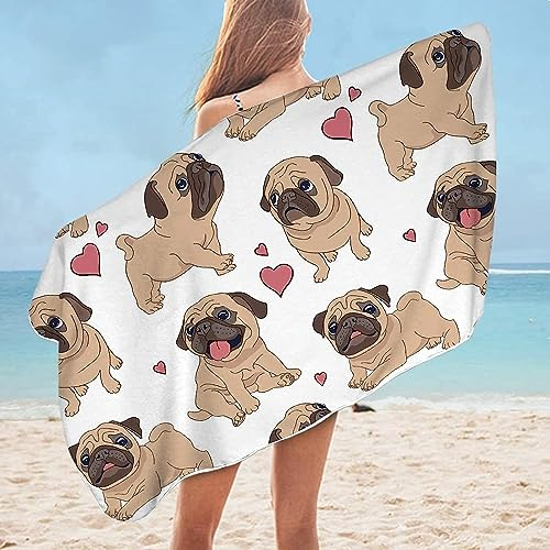 Strandtuch Cartoon-Tier-Bulldogge Badetuch Strandlaken Handtücher 3D Druck Für Kinder Handtücher Microfaser Handtuch Für Fitness Reisen Sport Outdoor Yoga 90 X 180 cm -5E3O/Z4N