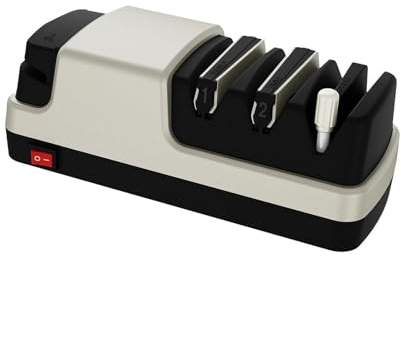 Affila Coltelli Elettrico, 4 in 1 Affilacoltelli Elettrico Professionale, Con Abrasivi Diamantati Al 100% E Guide Angolari Di Precisione Affila Coltelli Elettrico,Silver