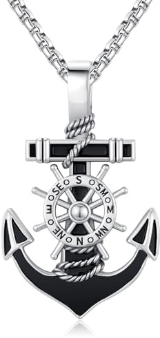 TwoAnts Anker Kette 925 Sterling Silber Kompass/Nordstern/Meeresschildkröten Anhänger Halskette Nautischer Schmuck Geschenke für Männer Herren Damen