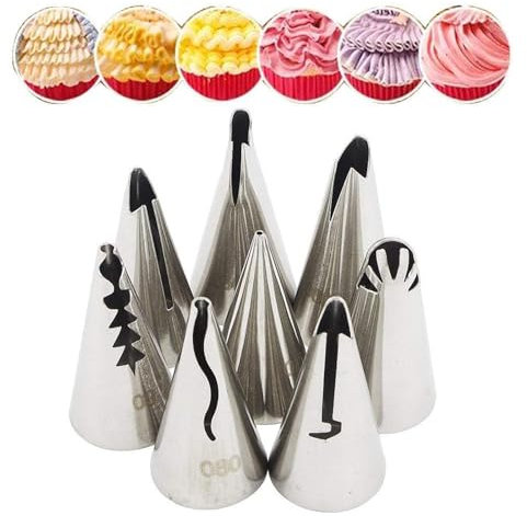 WishesMar 7 Pezzi Volant Beccucci in Acciaio Decorative per Pasticceria - Bocchette Pieghe Ugelli Set per Torte, Cupcakes, Biscotti, Pasticcini
