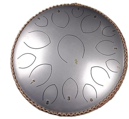 BAMFY Stahlzungentrommel 15 Ton 14 Zoll Handpan Percussion Instrument Mit Trommelstöcken, Tasche Für Meditation, Yoga, Geistiges Heilen, Unterhaltung, Camping(Silver)