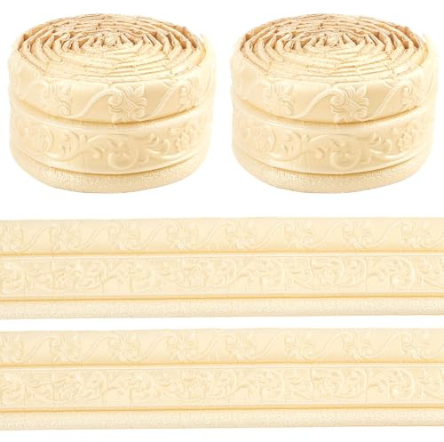 GORGECRAFT 4.6Mx8cm Moulure de Plinthe en Mousse Flexible Bordure de Bordure Murale 3D Plinthes Couronne Peler et Coller Bordure de Papier Peint Auto Adhésive Goldenrod Bordure de Base de Mur Miroir