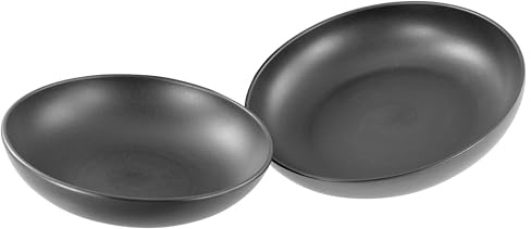 CreaTable, 24061, Serie Uno Black, 2-teiliges Servierschalen Set aus Steinzeug, Geschirrset spülmaschinen- und mikrowellengeeignet, Made in Portugal