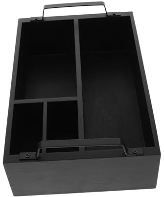 Garneck Wooden Coffee Bar Organizer Sugar Bag Holder and Napkin Compartment Black Single Layer Storage Box for Coffee Station Accessories and Tea Station on Countertop