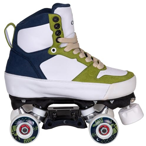 Chaya Park Roller Skate Nomade, mit Grindblock für Grinds und Jumps, Herren und Damen, weiß/grün/blau