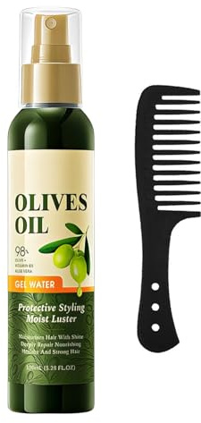 DMQ Olive Oil Hair Styling Mousse & Wide Tooth Comb Set - Natural Moisturizing Mousse for Women & Men - Multi-Purpose Hair Fluffy & Curling Tool