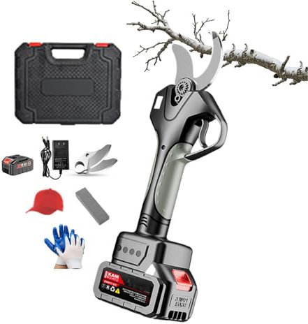 forplubossmmp Tijeras De Podar Eléctricas Y De Mano, Tijeras De Podar para Jardín con Pantalla Digital LCD, Tijeras De Podar Profesionales Inalámbricas, Diámetro De Corte De 45 Mm,1-Battery