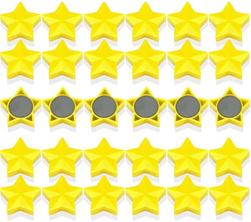 Yuiturt 30 Stück Gelb Sterne Magnete für Magnettafel,Magnet Kühlschrankmagnete Kühlschrank, 30mm Gelb Mini M agnete Whiteboar gelten für Magnettafel, Schule, Seminare, Kühlschrankmagnet Schließfächer