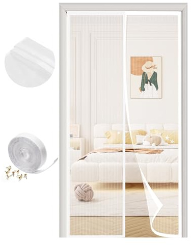 SAILIMAY Fliegengitter Tür 170x200 cm Magnet Insektenschutz Balkontür Ohne Bohren, Starke Magnete, Kinderleichte Klebemontage & Langlebiges Netz (Weiß)