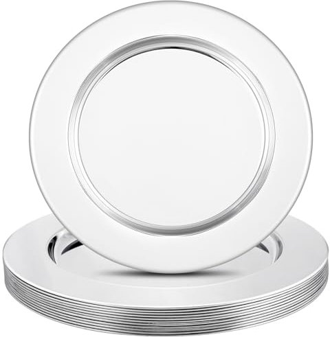 Blcculi 12 Pack Stainless Steel Charger Plates,13 Inch Metallic Silver Charger Plates,Round Stainless Steel Chargers for Dinner Plate,Wedding,Party Decroation