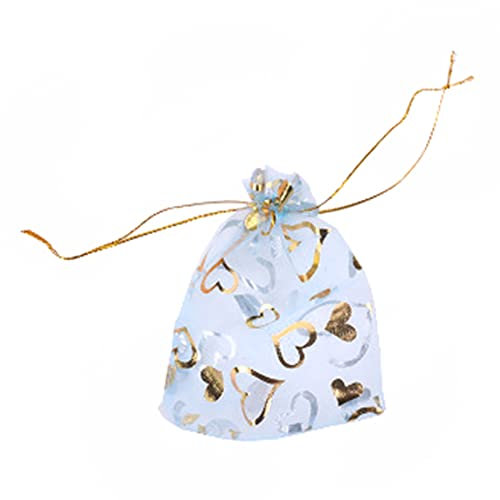 Blausky 30 Stück Schmuck Säckchen,Transparenter Organzabeutel Klein Schmuckbeutel mit Kordelzug Bunt Organzasäckchen zum Befüllen für Jubiläen Valentinstag Weihnachtsfest 17x23cm,Hellblau
