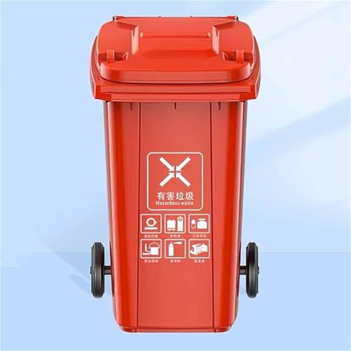 TINGMIAN Bidone Spazzatura Esterni con Ruote E Coperchio, 80L 100L 120L 240L Grande Bidone Spazzatura for Impieghi Gravosi For Patii Cucine E Intrattenimento All'aperto(Red,120L)