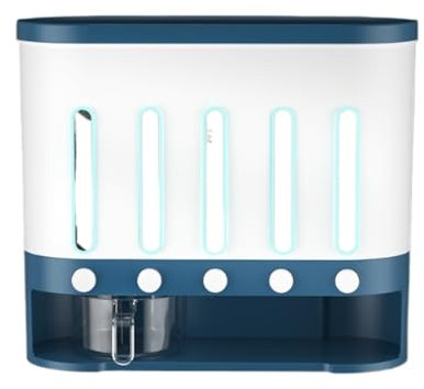JYARZ Müslispender Müsli Spender 5-Gitter Wand Montiert Lebensmittelspender Trockenfutter Container Reis Getreide Bohnen Lagerung Container Bin Cornflakes Behälter für Getreide(Blue)