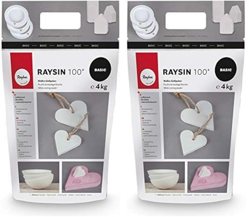 Rayher Polvo para moldear Raysin 100, blanco, secado al aire, bolsa de 4 kg, 34409102 (Paquete de 2)