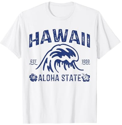 Vintage Hawaii Aloha State Wave Surf Hawaiian Beach Surfen T-Shirt