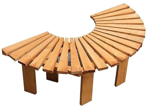 Halbrunde Baumbank, Wetterfestes Terrassenmöbel aus Massivholz für Veranda, Hinterhof und Park(Natural)