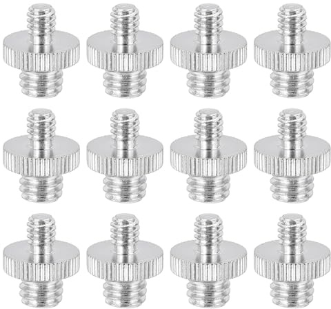 PATIKIL 12 Stück Stativ Adapter 3/8 Männlich bis 1/4 Männlich Schrauben Adapter Kamera Gewindeadapter für Mikrofon Stativ Kugelkopf Lichtstativ Halterung Silber