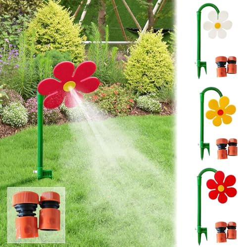 Crazy Daisy Sprinkler, 360° Tourniquet Arrosage Jardin, Marguerite Arroseur Rotatif Arrosage Pelouse, avec De Connecteur De Tuyau d'eau, pour La Pelouse Et Le Jardin Systeme Arrosage Automatique (B)