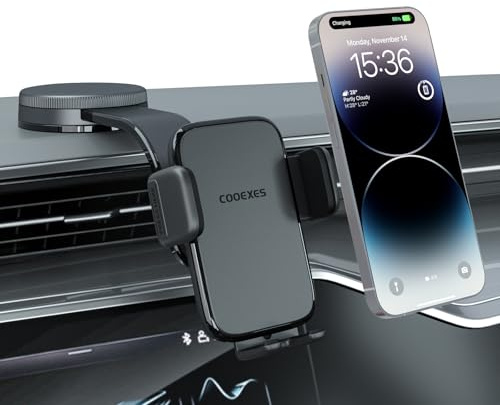 COOEXES Car Phone Holder, 360°Rotation Vacuum Suction Cup Phone Mount - 108LBS Nano Gel for Car, Bendable Arm & One-Hand Release, Truck Phone Holder for iPhone 17 Pro Max Samsung Android
