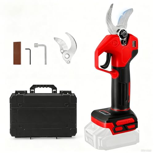 Batteridriven grensax kompatibel med Milwaukee M 18 V-batteri (utan batteri), borstlös trädsax med 2 växlar, digital display, 30 mm skärdiameter, slipsten och ersättningsblad