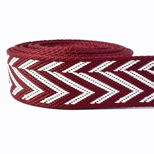 Nylon väv Jacquardbandstejp 38 mm x 2 meter flerfärgad for gör-det-själv-sömnad, väskrem, bagagedekor(Rd197-redwhite)