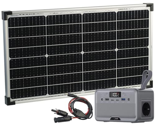 revolt Camping Solar: Fensterbank-Solarkraftwerk: Powerstation + 60-W-Modul, 89,6 Wh, 100 W (Powerstation mit Solarmodul, Solarpanel Powerbank Camping, Handy)