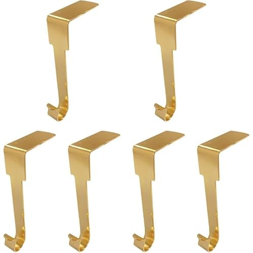 Tubayia 6X Weihnachtsstrümpfe Halter, Kamin Aufhänger, rutschfeste Metall Haken Ornament Home Decor Halter für Kaminsims (Gold)