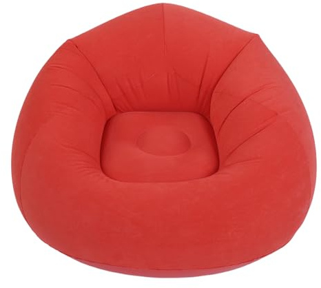 Aufblasbarer Sitzsack, Weiche PVC-Beflockung, Lässt Sich Kompakt Zusammenfalten, Aufblasbarer Lounge-Sessel für Wohnzimmer und Schlafzimmer (Rot)