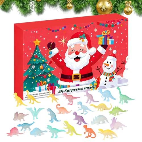 Calendrier De Compte À Rebours De Noël,Jouet Lumineux 24 Jours 2025 | Calendrier De L'Avent Avec Figurines De Dinosaures,Pour Garçons Filles Tout-petits Vacances Bureau Étagère Maison
