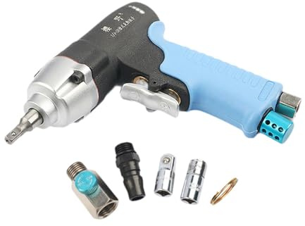wueiooskj Hochleistungs Mini Druckluft Schlagschrauber, kompaktes Druckluftwerkzeug mit 65 Nm Drehmoment, Drehzahlregler, Komplettset für Autoreparatur und wartung