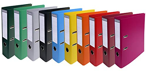 Exacompta - Ref 53074E - Prem'Touch PVC Lever Arch File - 320 x 290mm in Size, 2 Rings, Can Hold A4 Documents, 70mm Spine, 75mm Rings, FSC-Certified - Assorted Vivid Colours (Pack of 10)