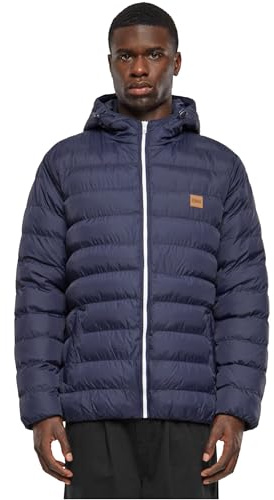 URBAN CLASSICS Chaqueta de invierno con capucha para hombre, cálida y acolchada, cortaviento de material sintético, plumón apto para entretiempo