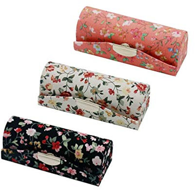 Lipstick Case Holder with Mirror, Hanyi 3 Pcs Vintage Floral Print Lipstick Holder Box for Purse