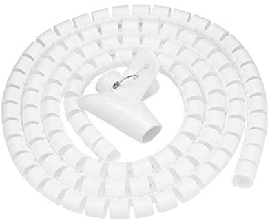 Avvolgicavo a spirale, 5 m, protezione per gestire e organizzare i cavi, tagliabile e flessibile, organizer per cavi di TV e computer (10 mm, bianco)