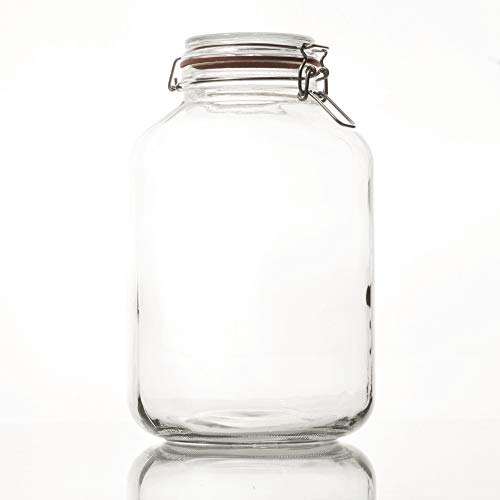 BAUER Flaschenbauer- 1 Drahtbügelgläser 4880ml verwendbar als Einmachglas und Fermentierglas, zu Aufbewahrung, Gläser zum Befüllen, leere Gläser mit Drahtbügel - made in Germany