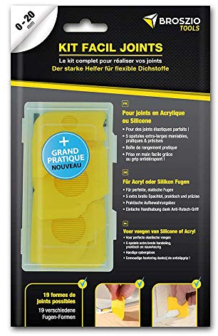 Broszio Tools | Kit de 5 lisseurs pour joints, 19 formes possibles, de 0 à 20 mm, pour joints acrylique ou silicone