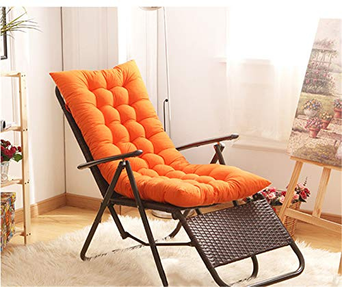 SWECOMZE Liegestuhl Auflage Gartenstuhlauflagen, Einfarbig Sitzkissen Dick Polster Anti-Rutsch-Design Relax Liegenauflage für Sonnenliege Schaukelstuhl (Orange)