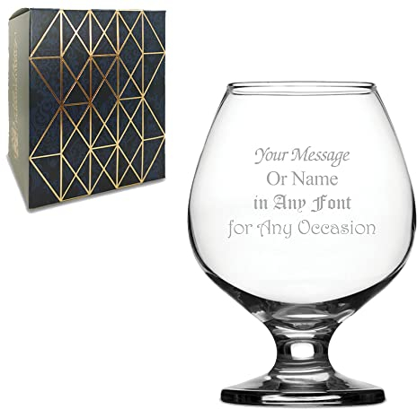 Personalised Engraved 14oz Presto Brandy Glass, Gift Box Included, Personalise with Any Message, Different Fonts Available to Choose from, Laser Engraved
