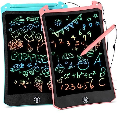 2 Stück LCD Schreibtafel Kinder, RaceGT Schreibtafel Kinder, 8,5 Zoll Maltafel Zaubertafel, Umweltfreundlich Heller Bunten Schrift Pad, Geschenke Spielzeug für 3 4 5 6 Jahre alte Jungen und Mädchen