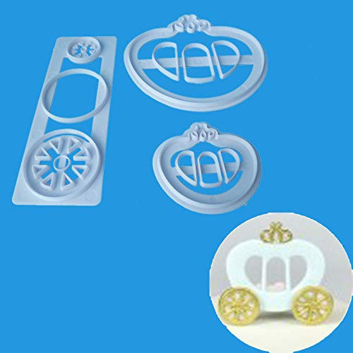 Lot de 3 matrices de découpe en forme de carrosse et princesse – Moule à biscuits en forme de carrosse – Moule à gâteau en forme de princesse et carrosse
