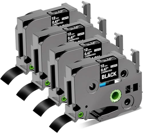 4x Wonfoucs Kompatibel mit Brother P-Touch Bänder 12mm TZe-335
